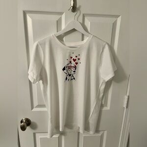 J. Crew Factory Women’s T-Shirt w/ Dalmatian and Hearts, Size Large